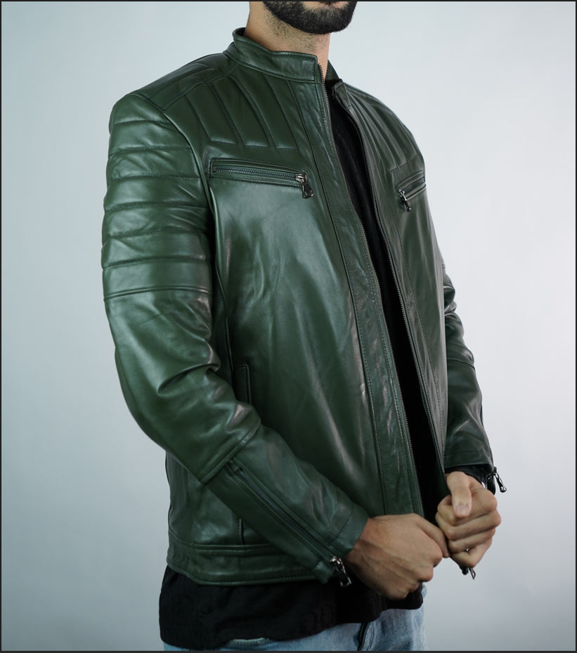 Men’s Leather Jacket – Origin Vert Olive