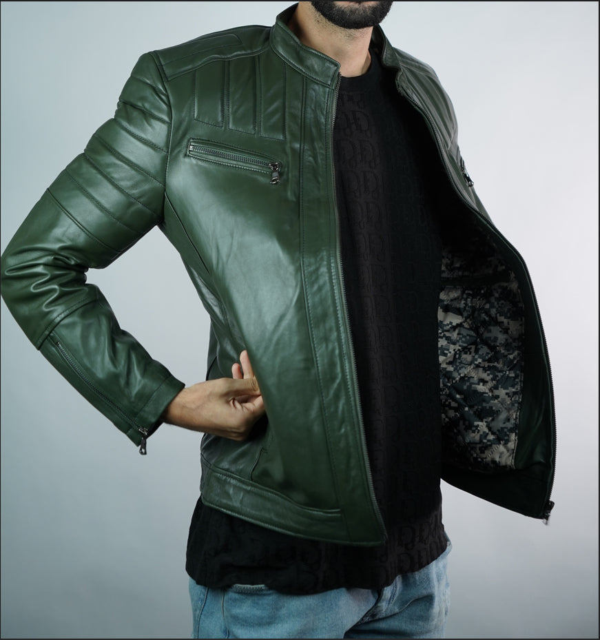 Men’s Leather Jacket – Origin Vert Olive